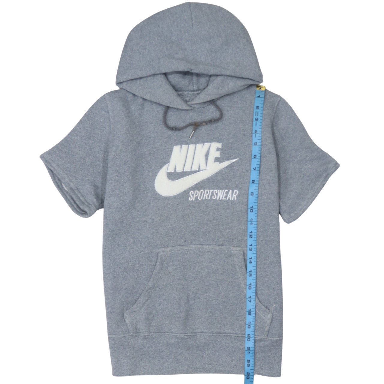 Nike Men Grey Short Sleeve Pullover Hoodie M Sportswear Fleece