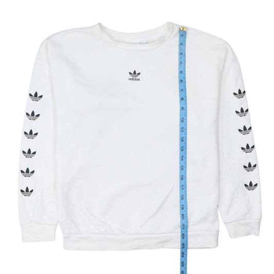 Adidas Women White Crew Neck Long Sleeve Pullover Sweatshirt Size 8