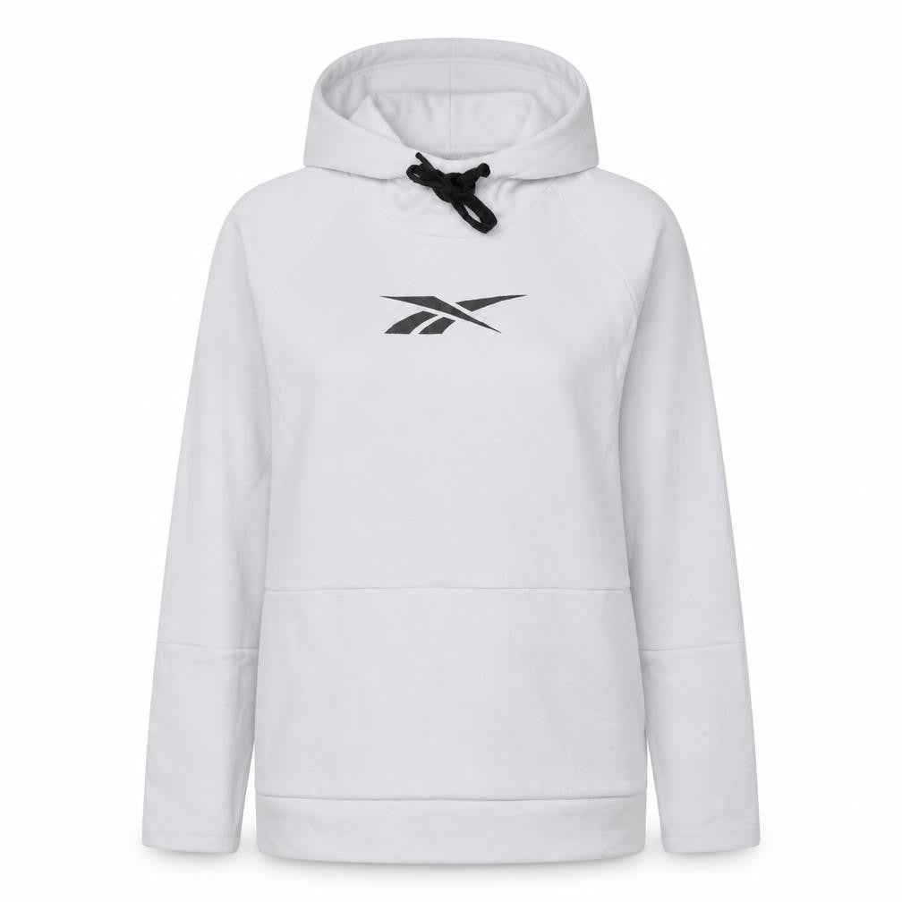 Reebok Womens White Pullover Hoodie Medium Size 12-14 Speedwick Cotton Blend