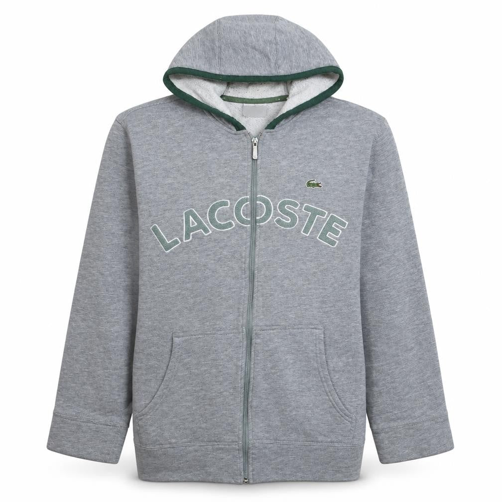 Lacoste Men's Grey Full Zip Hoodie Sweatshirt Size M