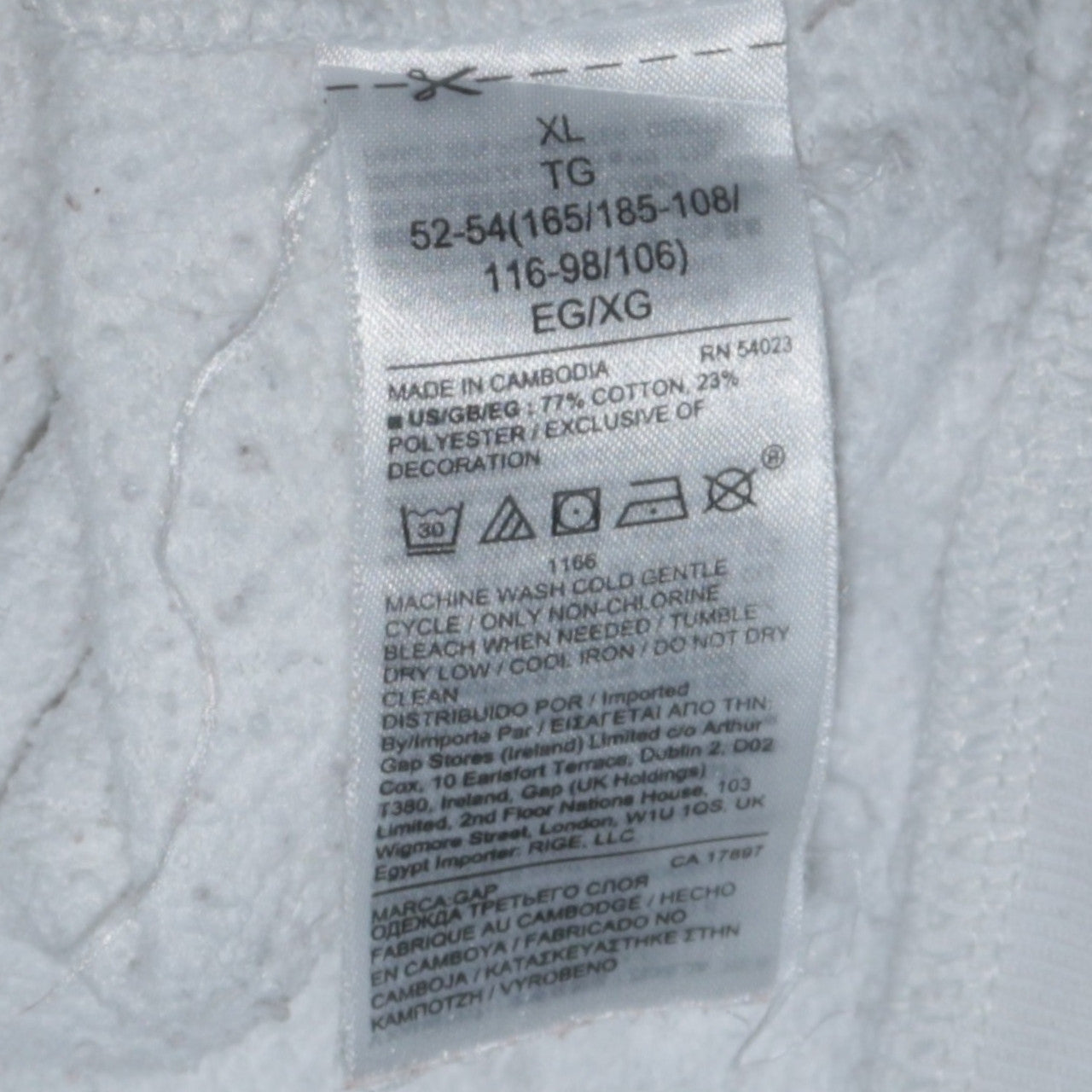 GAP Men's White Pullover Hoodie XL Logo Sweatshirt