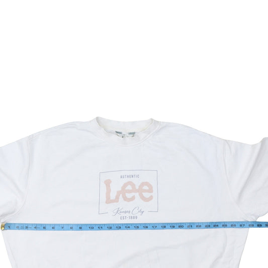 Lee Womens White Cotton Relaxed Fit Logo Sweatshirt L