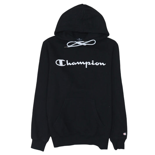 Champion Men's Black Small Pullover Hoodie with Logo Print