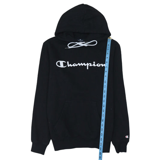 Champion Men's Black Small Pullover Hoodie with Logo Print