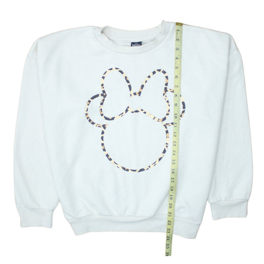 Disney Minnie Mouse White Leopard Print Sweatshirt Women S