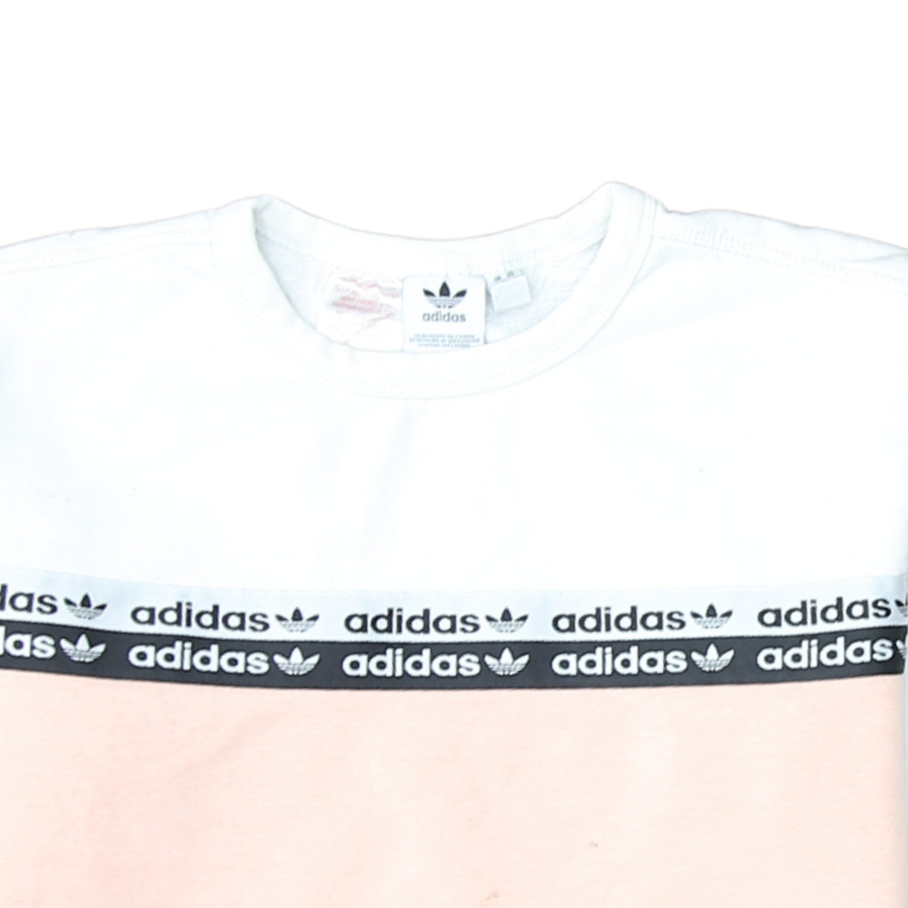 Adidas Girls Pink & White Logo Colourblock Crew Neck Sweatshirt 12 Years