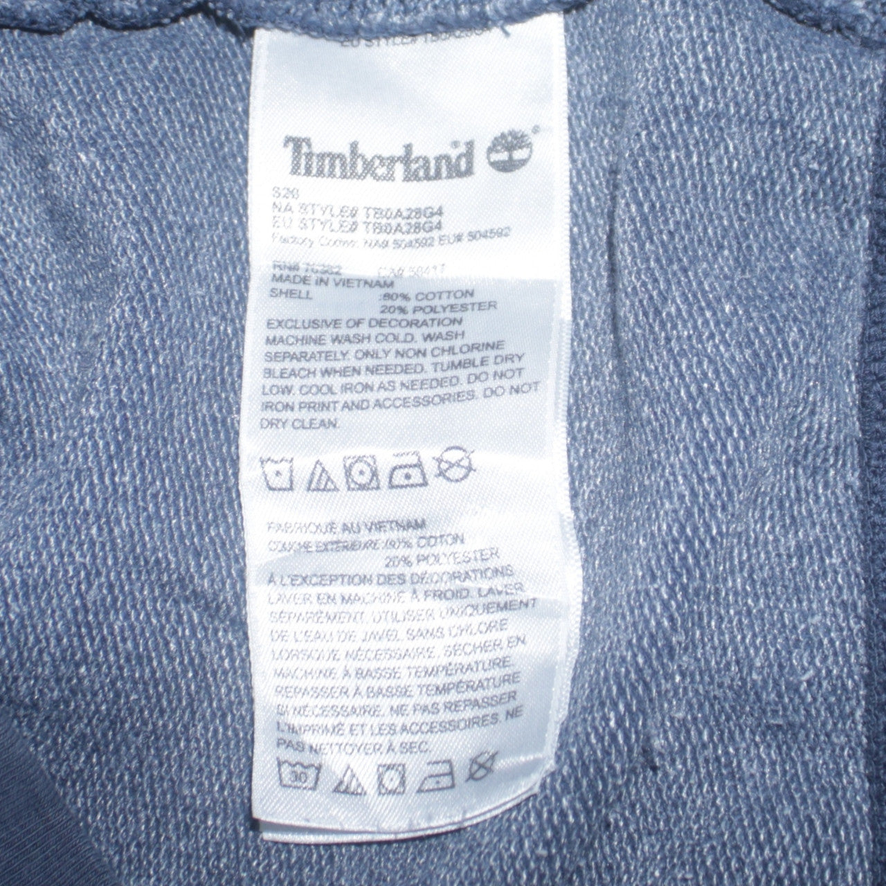 Timberland Men's Blue Full Zip Hoodie Size S Regular Fit