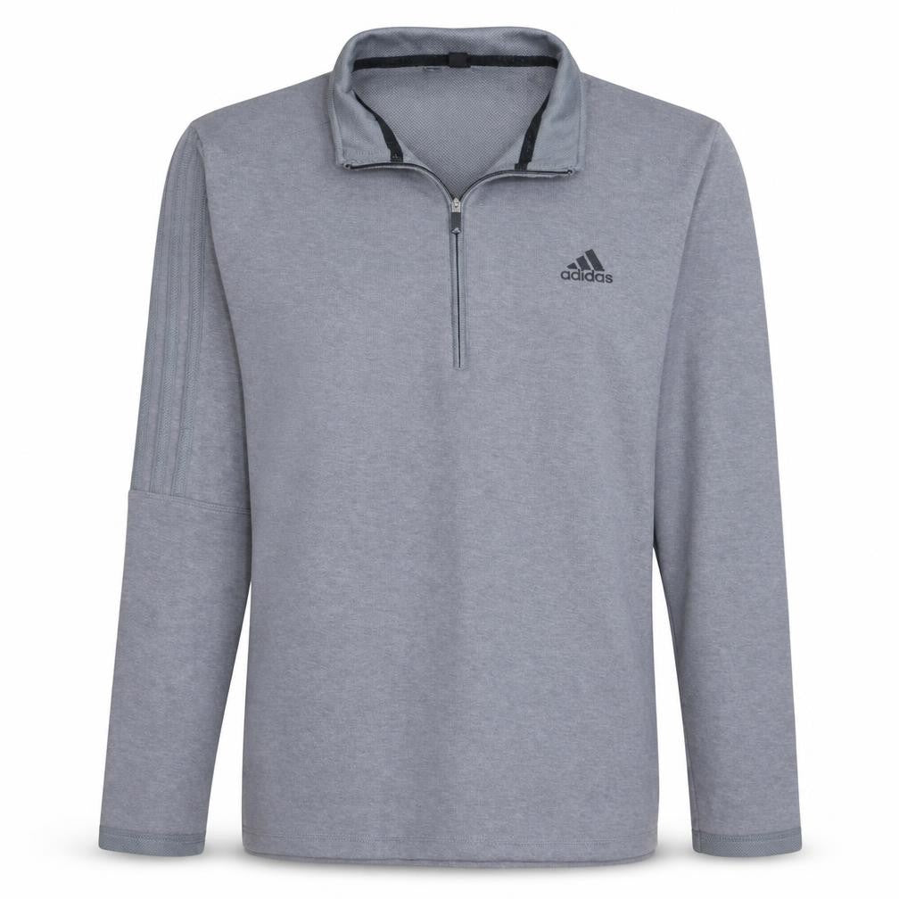 Front view of Adidas Men's Grey Medium 1/2 Zip Track Jacket Lightweight