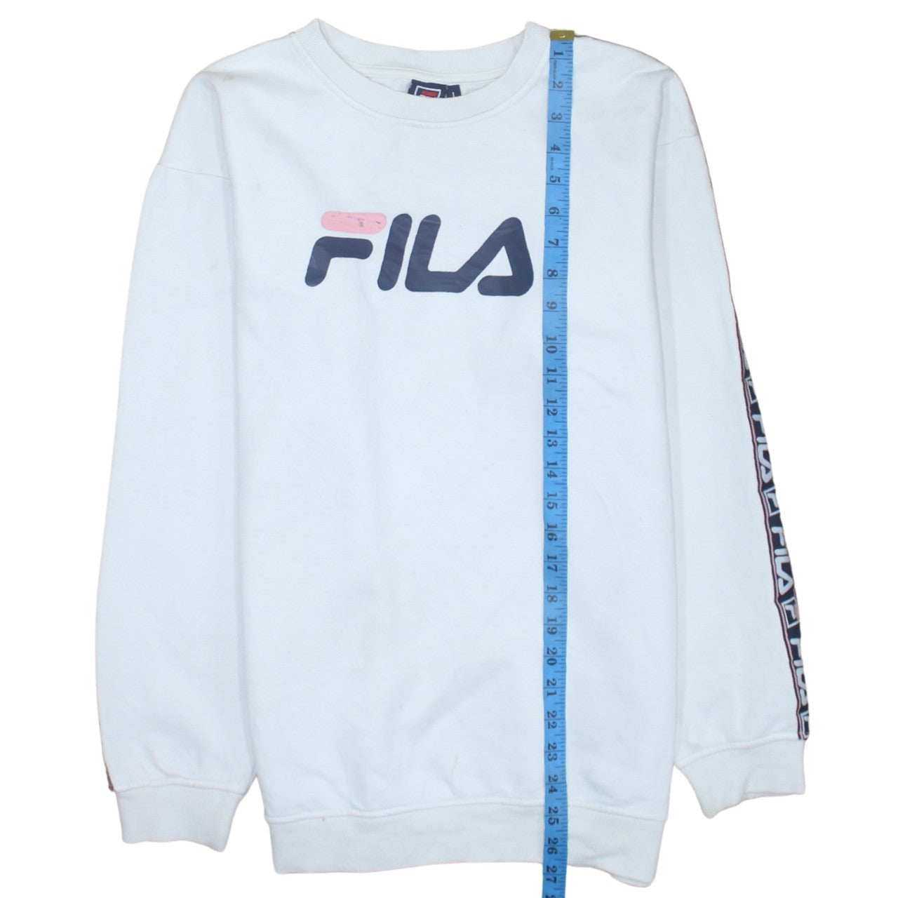 Fila Mens White Logo Pullover Sweatshirt Size L