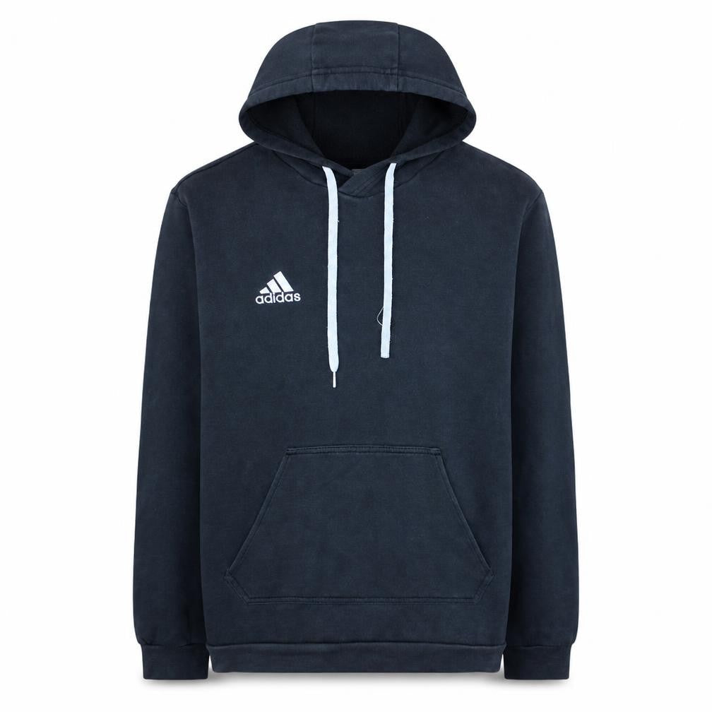 Front view of Adidas Men's Black Pullover Hoodie M Fleece Logo Sportswear