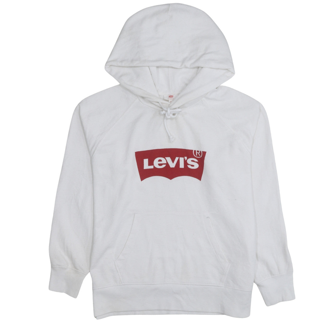 Levi's Men's White Pullover Hoodie Medium Logo Fleece Sweatshirt