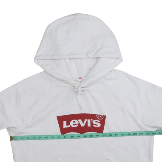 Levi's Men's White Pullover Hoodie Medium Logo Fleece Sweatshirt