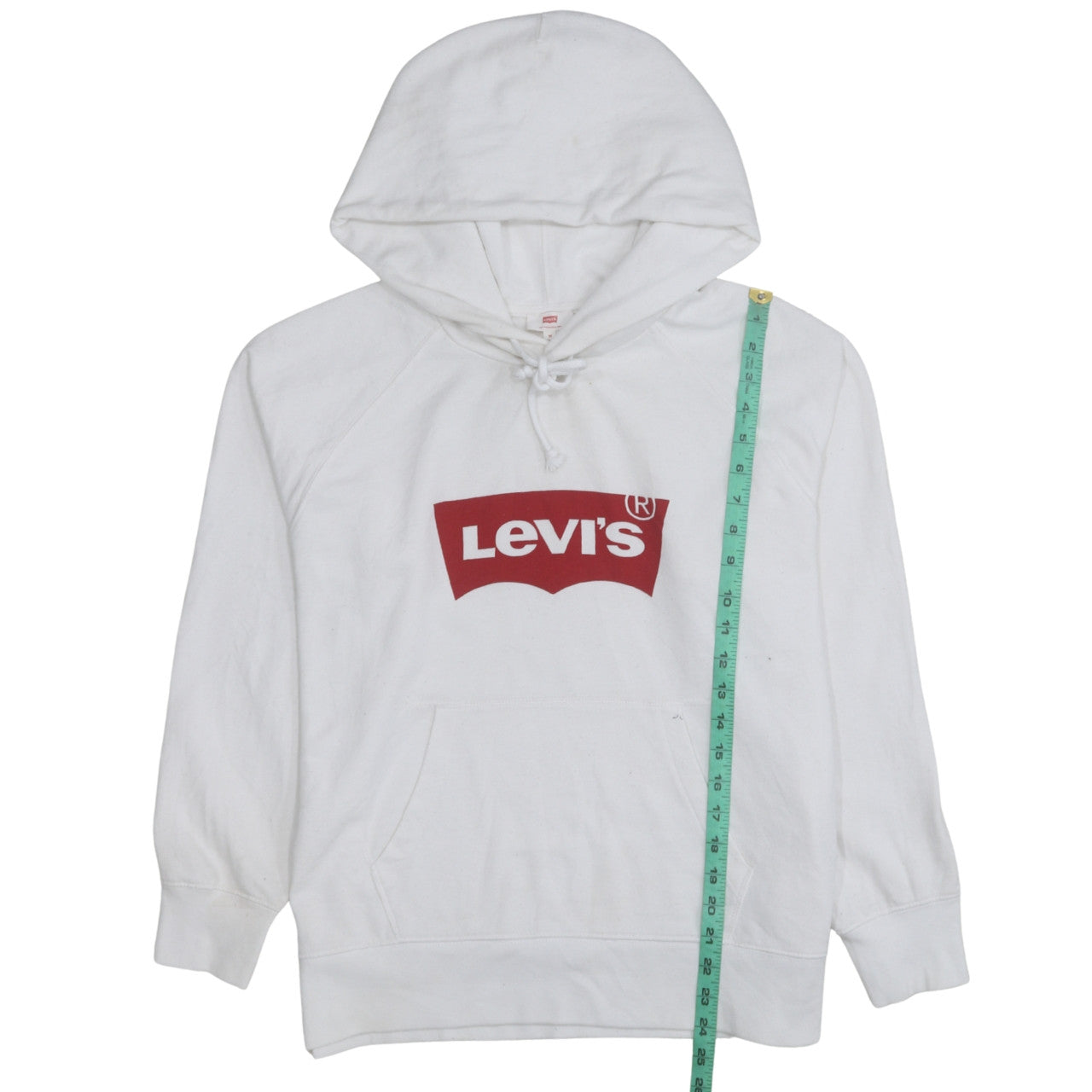 Levi's Men's White Pullover Hoodie Medium Logo Fleece Sweatshirt