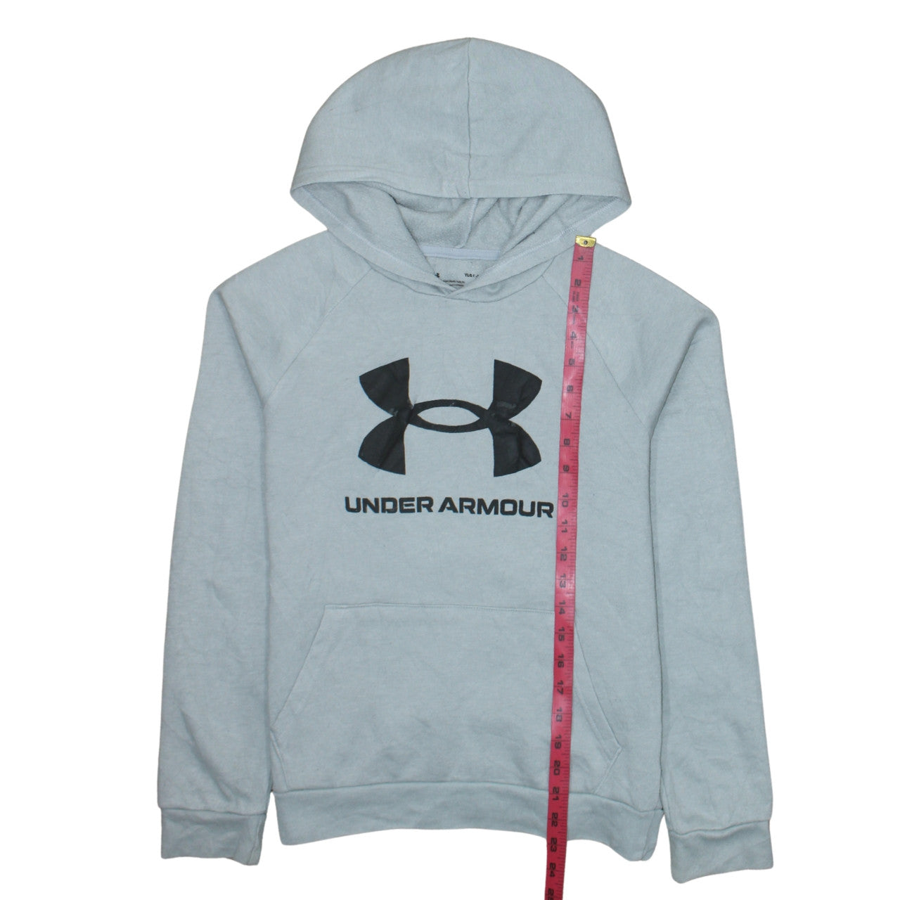 Under Armour Teens Grey Logo Pullover Hoodie Size L Fleece