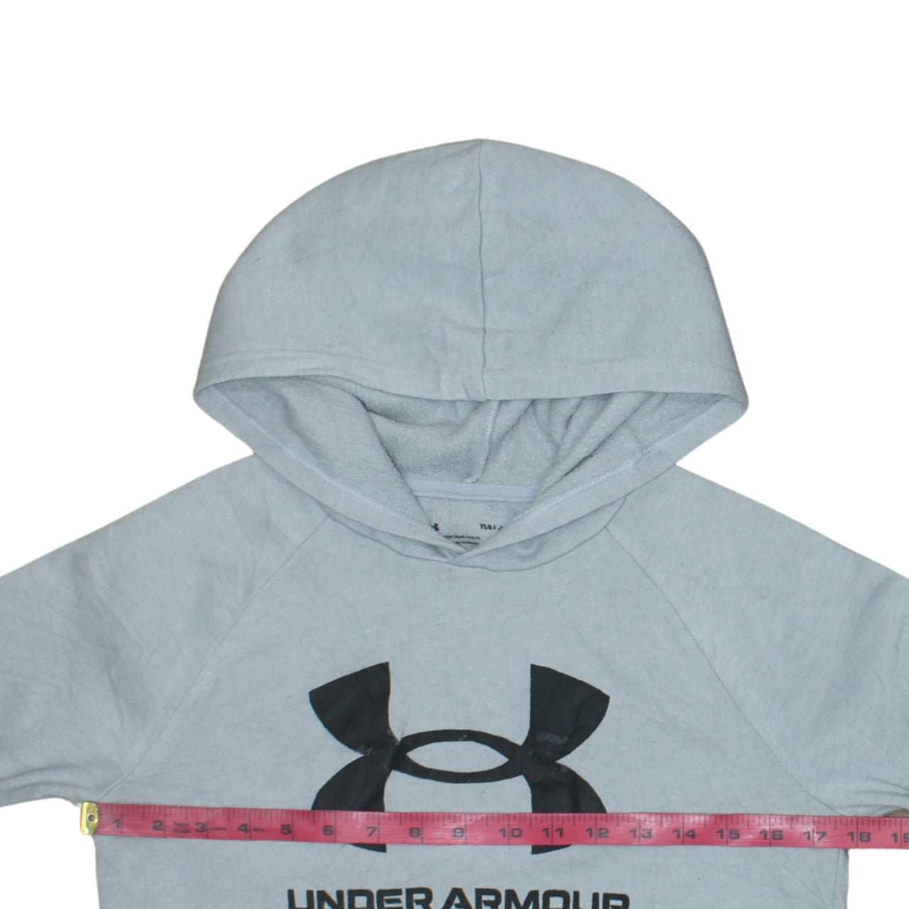 Under Armour Teens Grey Logo Pullover Hoodie Size L Fleece