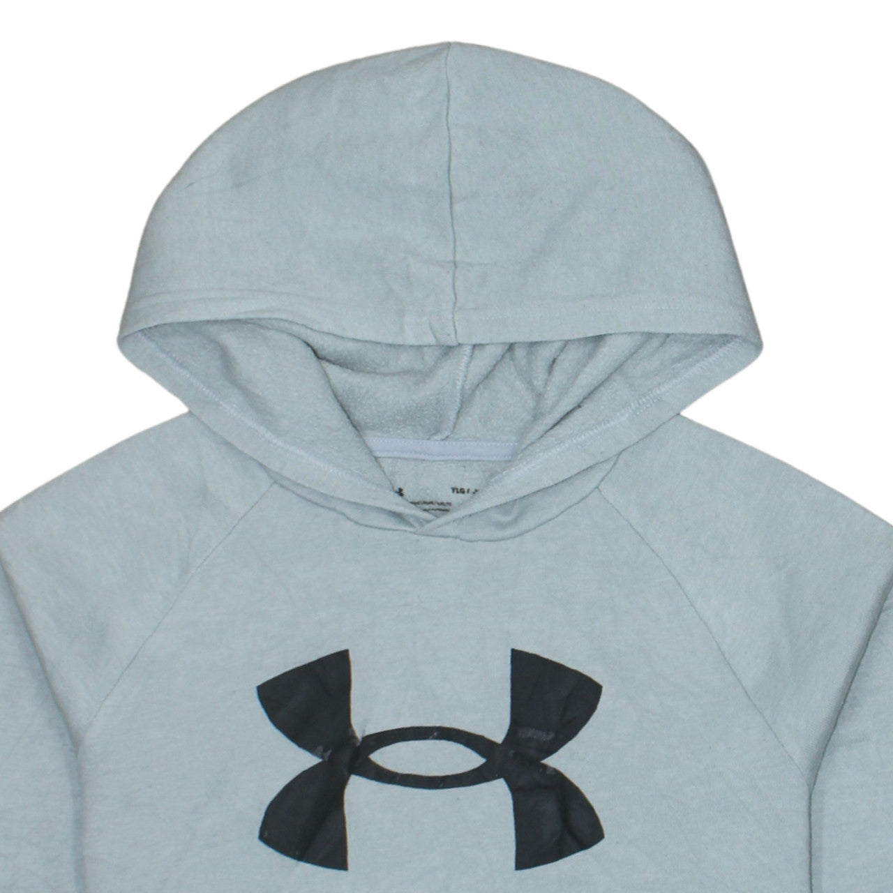 Under Armour Teens Grey Logo Pullover Hoodie Size L Fleece