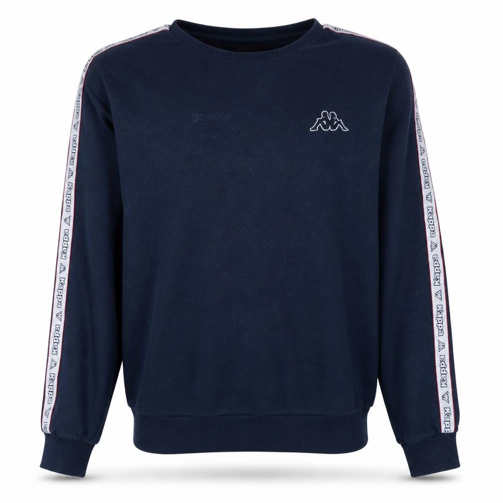 Kappa Men Blue XL Crew Neck Pullover Sweatshirt with Logo Trim