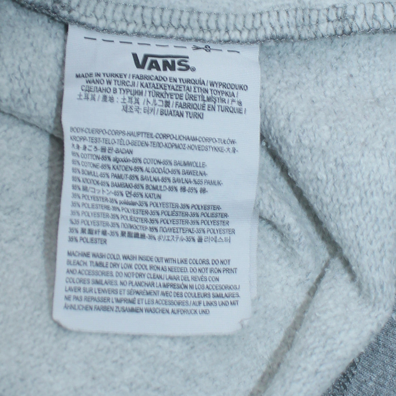Vans Mens Grey Pullover Hoodie Medium Graphic Logo Fleece