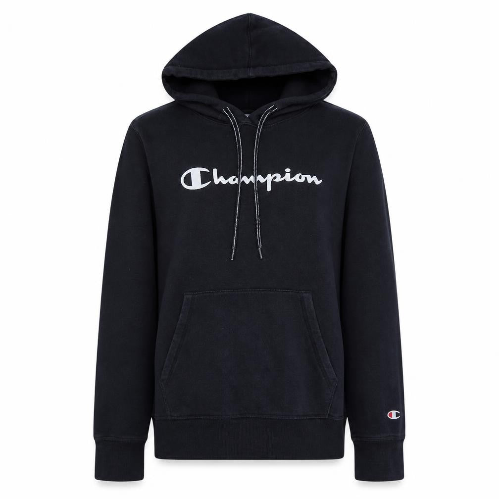 Champion Women Black Medium Pullover Hoodie with Logo Print