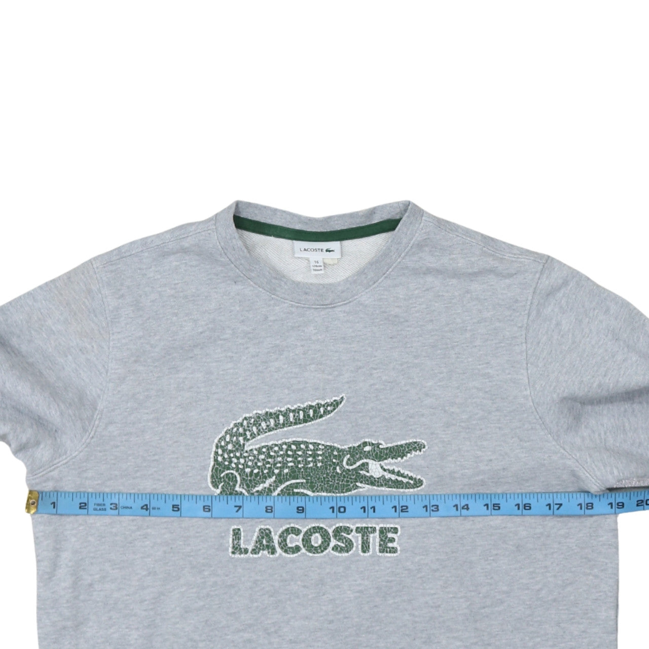 Lacoste Boys Grey Crew Neck Sweatshirt Size 16 Regular Fit Cotton Blend