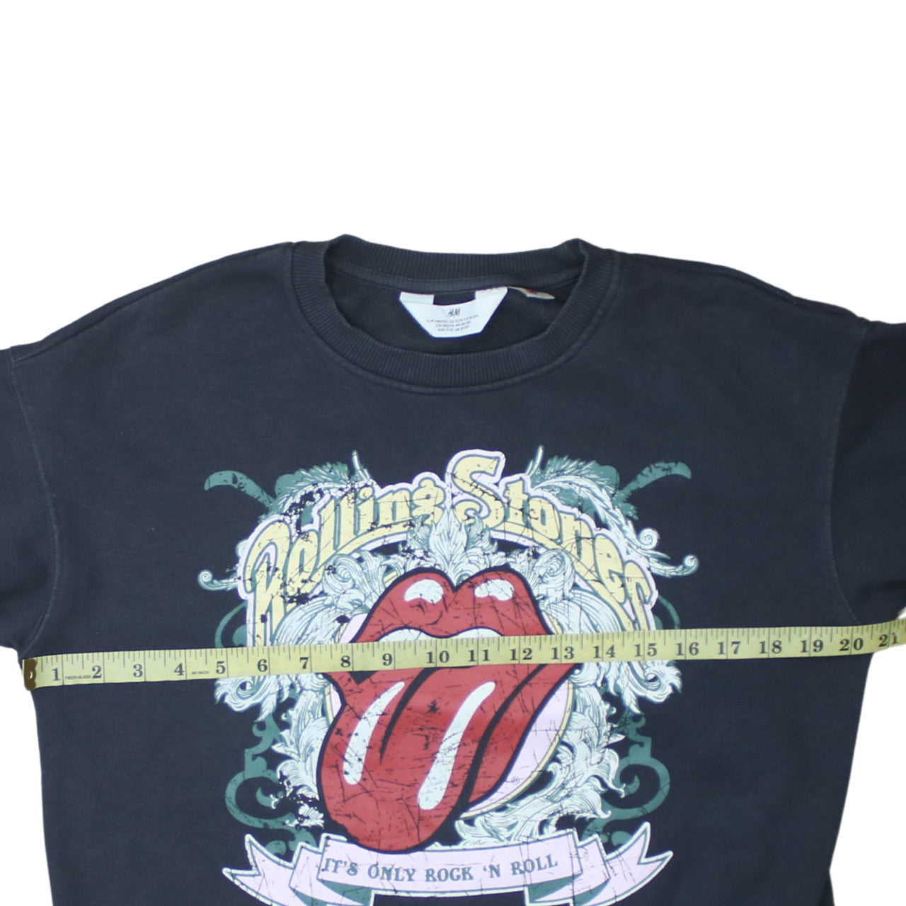 H&M Girls Black Rolling Stones Graphic Pullover Sweatshirt 10-12 Years