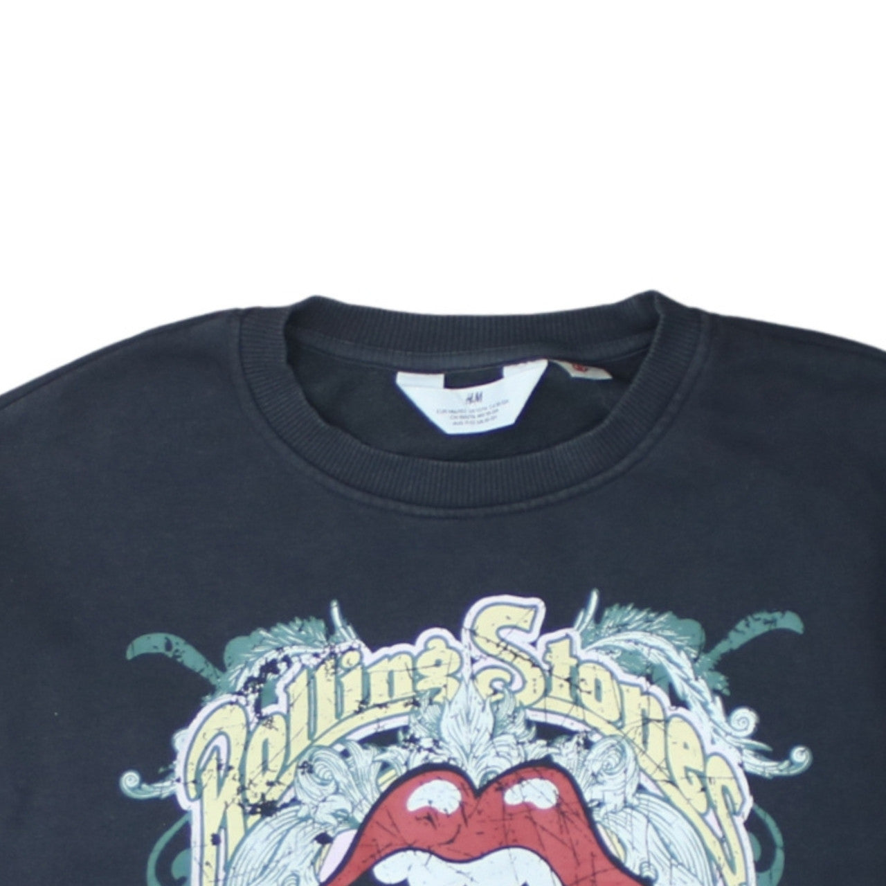 H&M Girls Black Rolling Stones Graphic Pullover Sweatshirt 10-12 Years