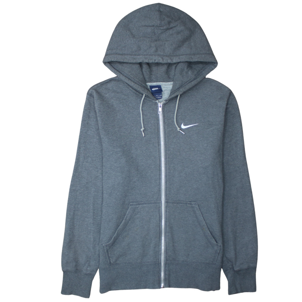 Nike Men's Grey Full Zip Hoodie M Logo Sportswear Cotton