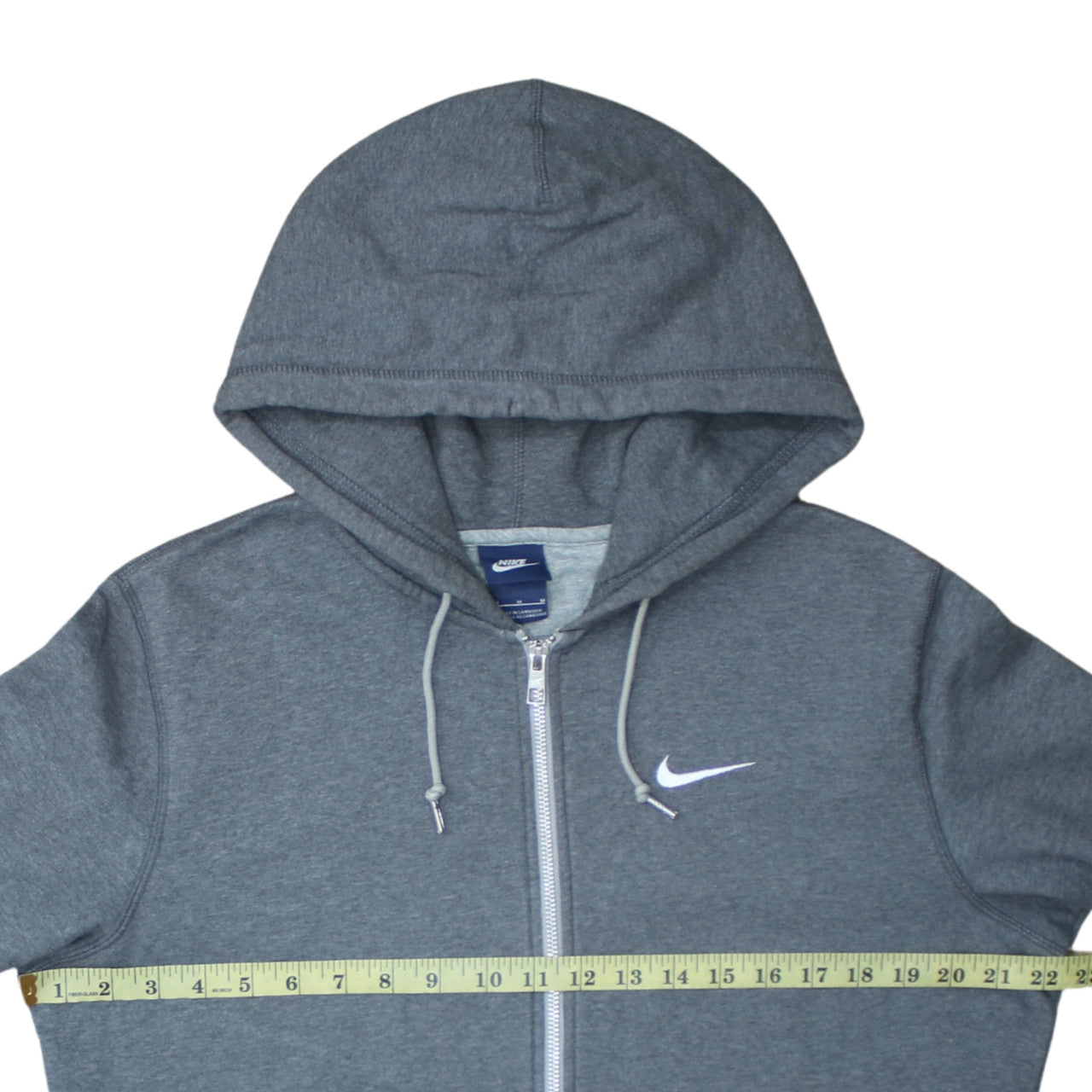 Nike Men's Grey Full Zip Hoodie M Logo Sportswear Cotton