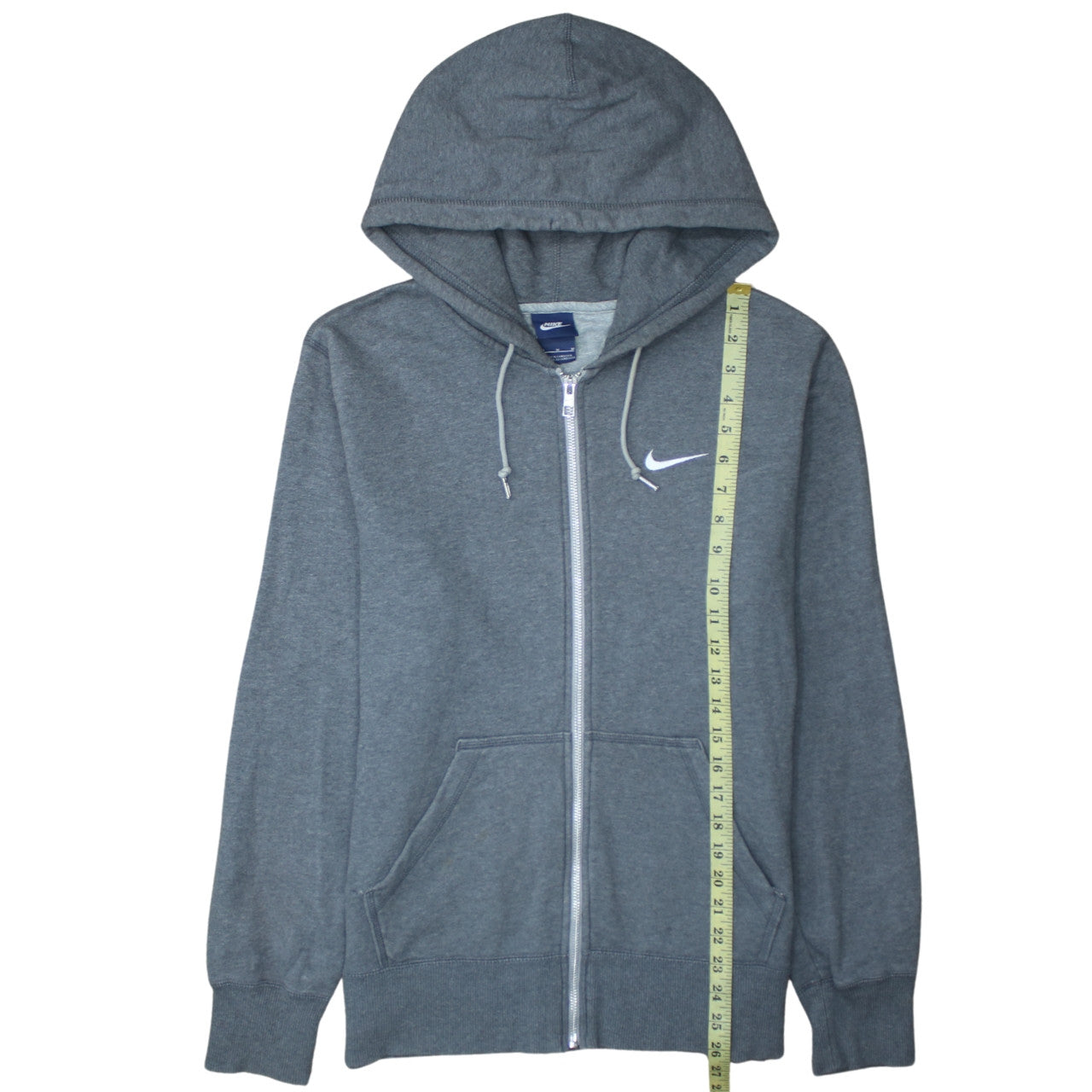 Nike Men's Grey Full Zip Hoodie M Logo Sportswear Cotton