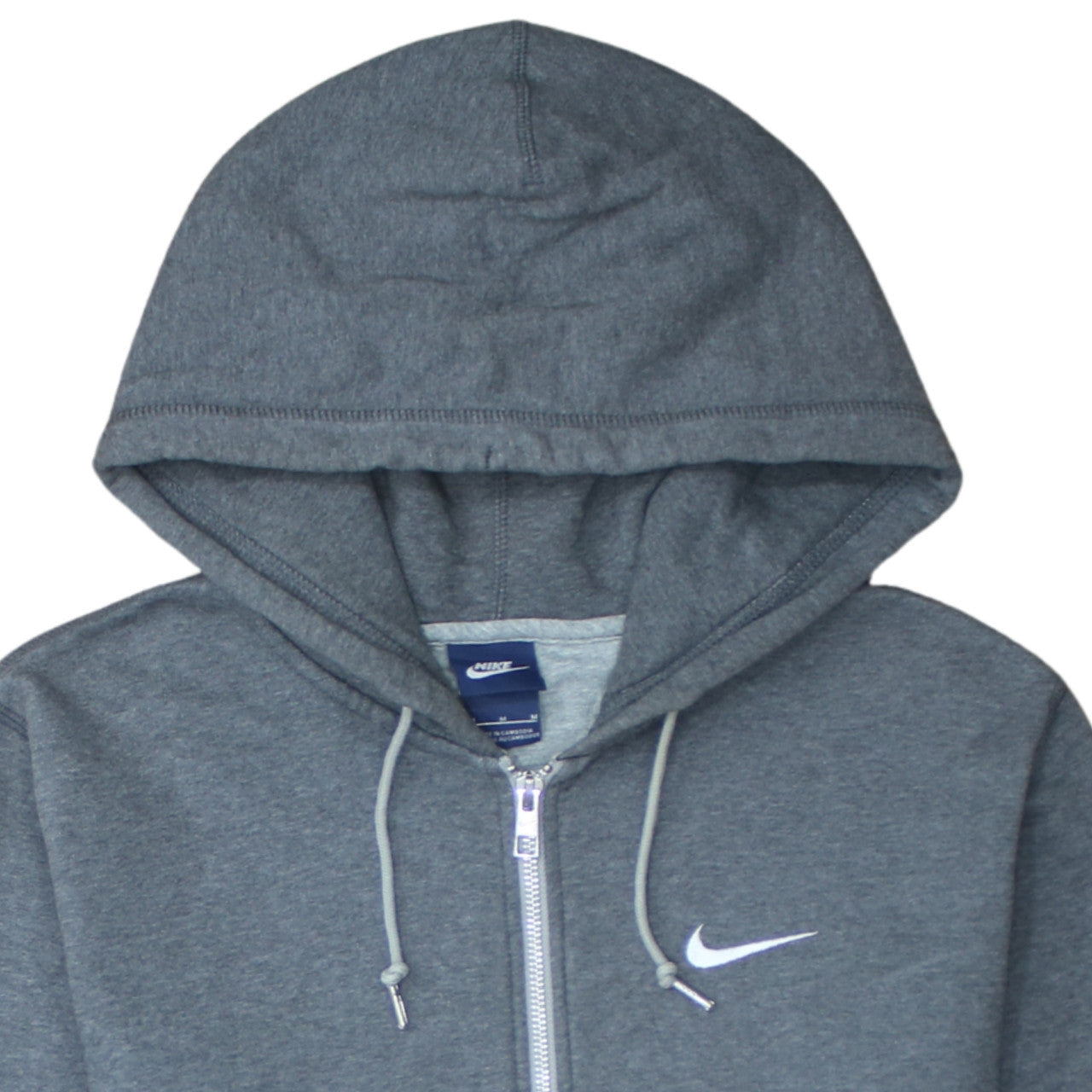 Nike Men's Grey Full Zip Hoodie M Logo Sportswear Cotton
