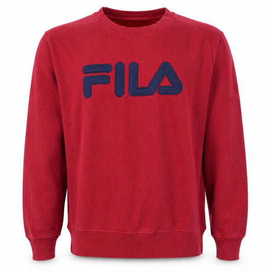 Fila Men's Red Crew Neck Logo Sweatshirt M Regular Fit