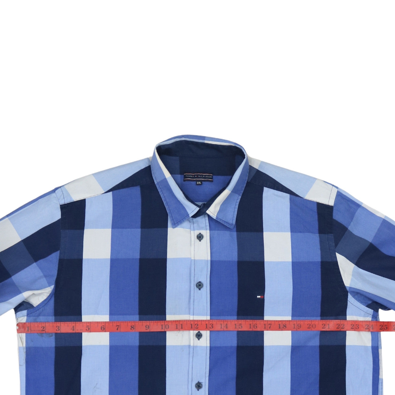Tommy Hilfiger Men's Blue Check Long Sleeve 3XL Cotton Shirt