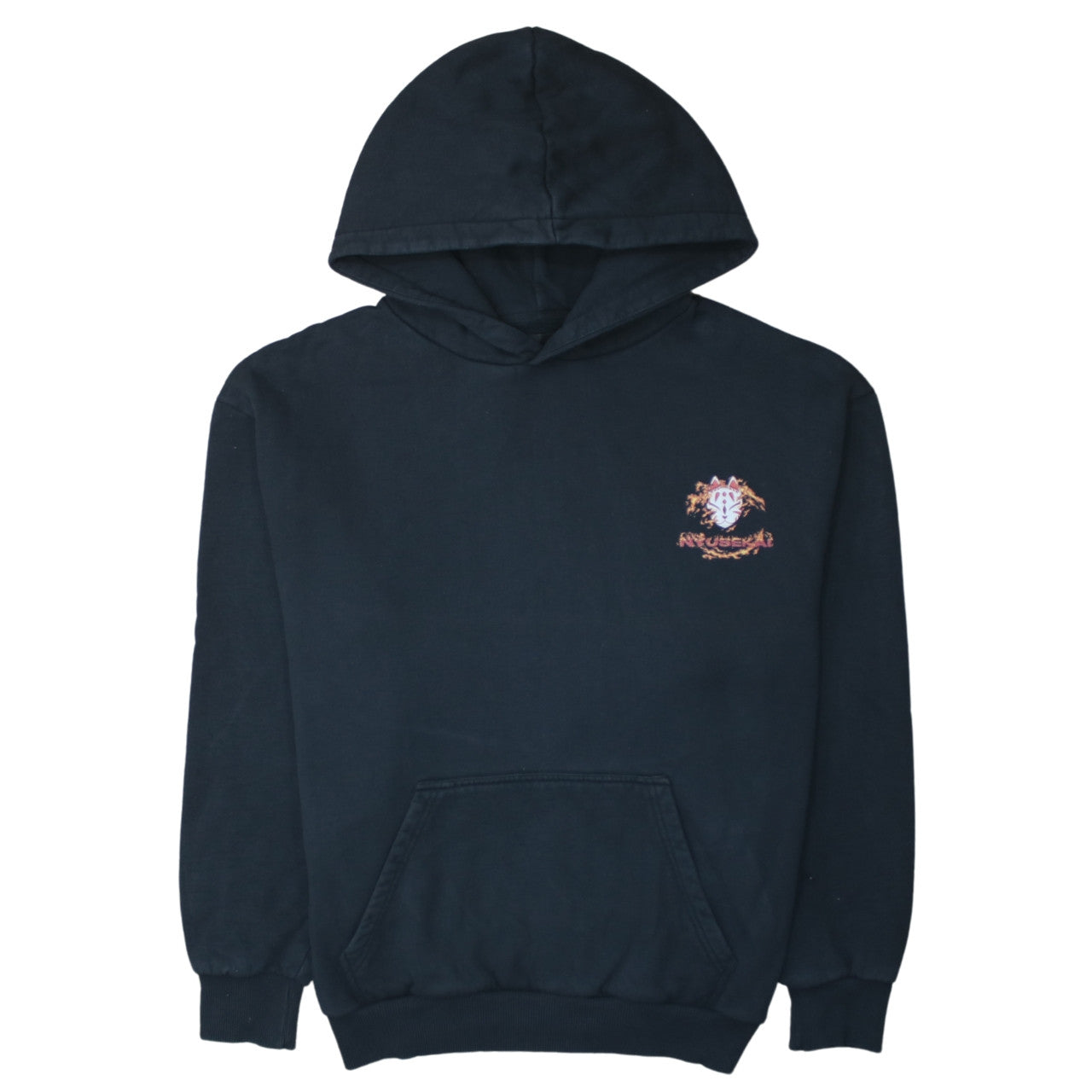 Nyusekai Men's Black Anime Graphic Pullover Hoodie Size S
