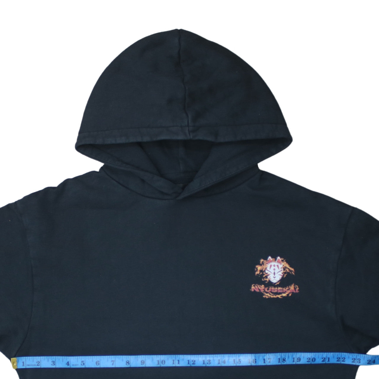 Nyusekai Men's Black Anime Graphic Pullover Hoodie Size S