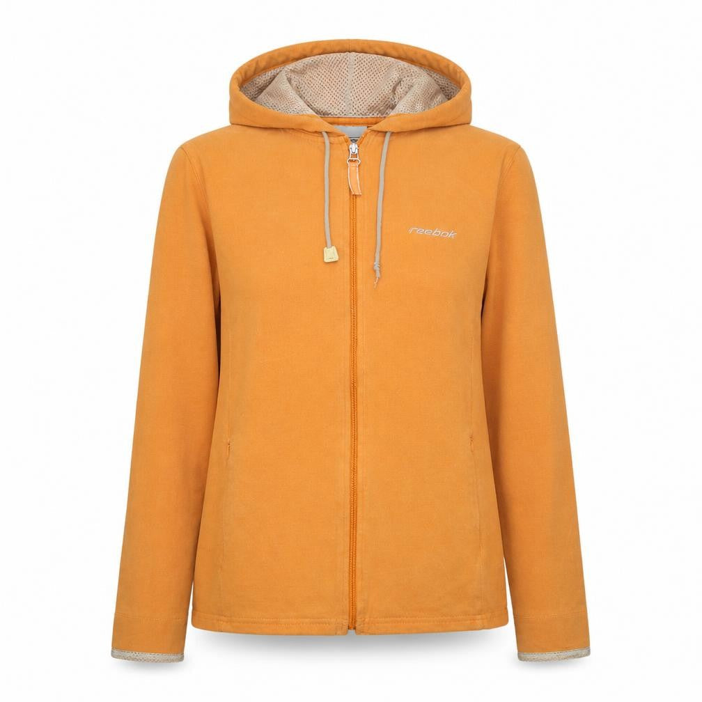 Reebok Women's Orange Full Zip Hoodie Size 14 Lined Casual Sportswear