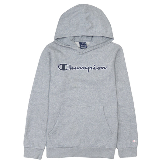 Champion Boys Grey Pullover Hoodie XL 13-14 Years Cotton Blend Logo Lined