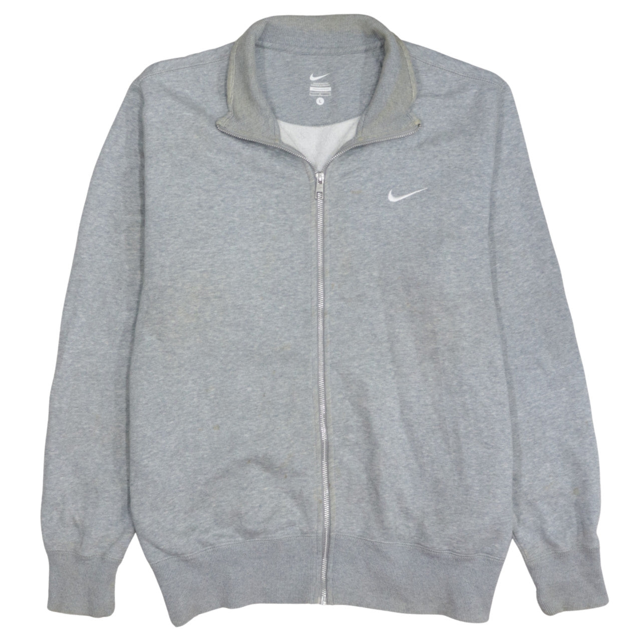 Nike Men's Grey Full Zip Sweatshirt L Cotton Blend Sportswear