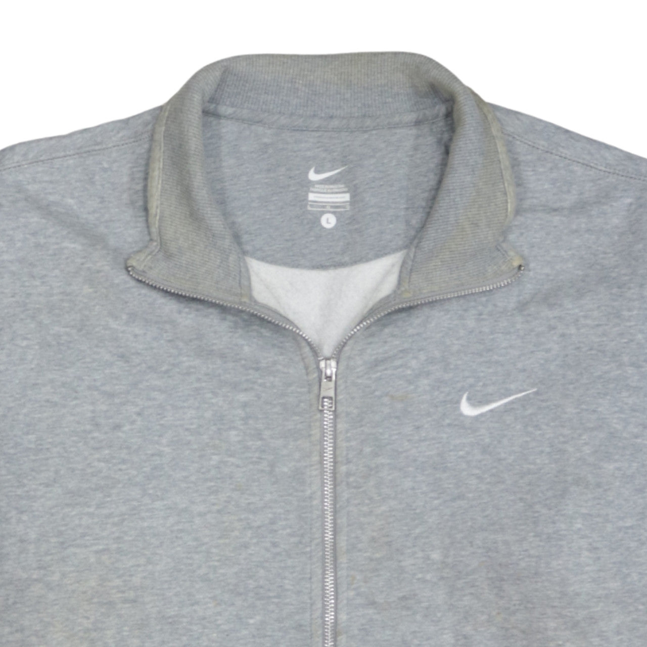 Nike Men's Grey Full Zip Sweatshirt L Cotton Blend Sportswear