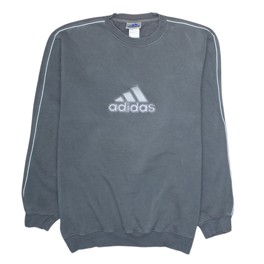 Adidas Men's Grey Pullover Sweatshirt Size L Embroidered Logo Sportswear