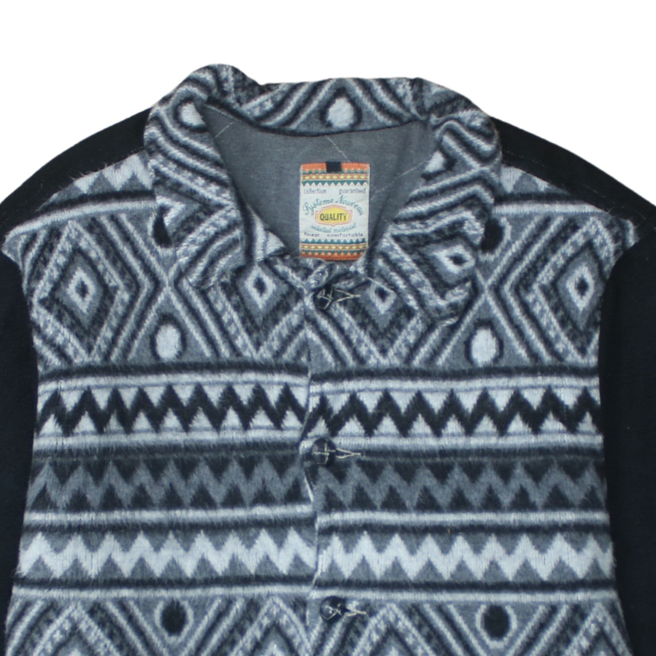 Systeme Nouveau Women's Grey Aztec Fleece Button Jacket Size M