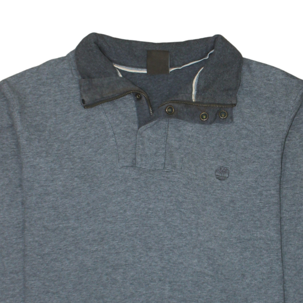 Timberland Men Grey Henley Sweatshirt L Regular Fit Cotton
