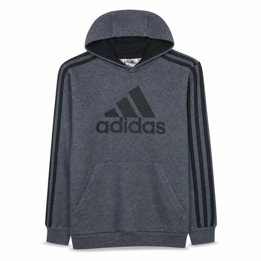 Adidas Boys Grey Hooded Pullover Hoodie 11-12 Years Logo Print