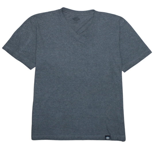 Dickies Men Grey V-Neck Short Sleeve Cotton Blend T-Shirt Size L