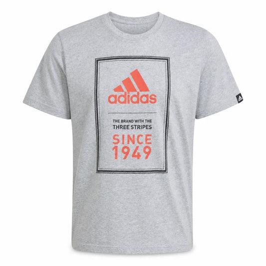 Adidas Men’s Grey Graphic Logo T-Shirt Size L Regular Fit Sports Tee