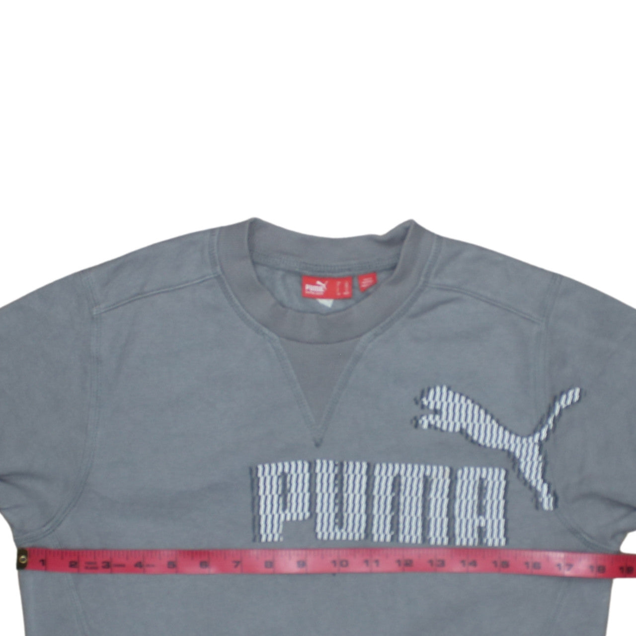 Puma Men’s Grey Crew Neck Logo Sweatshirt Size L Regular Fit