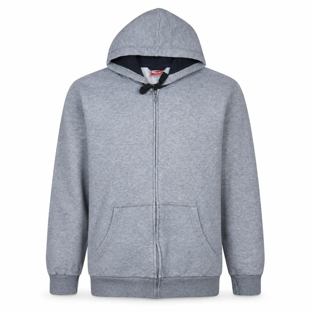 Front view of Puma men’s grey full zip hoodie l hooded sweatshirt