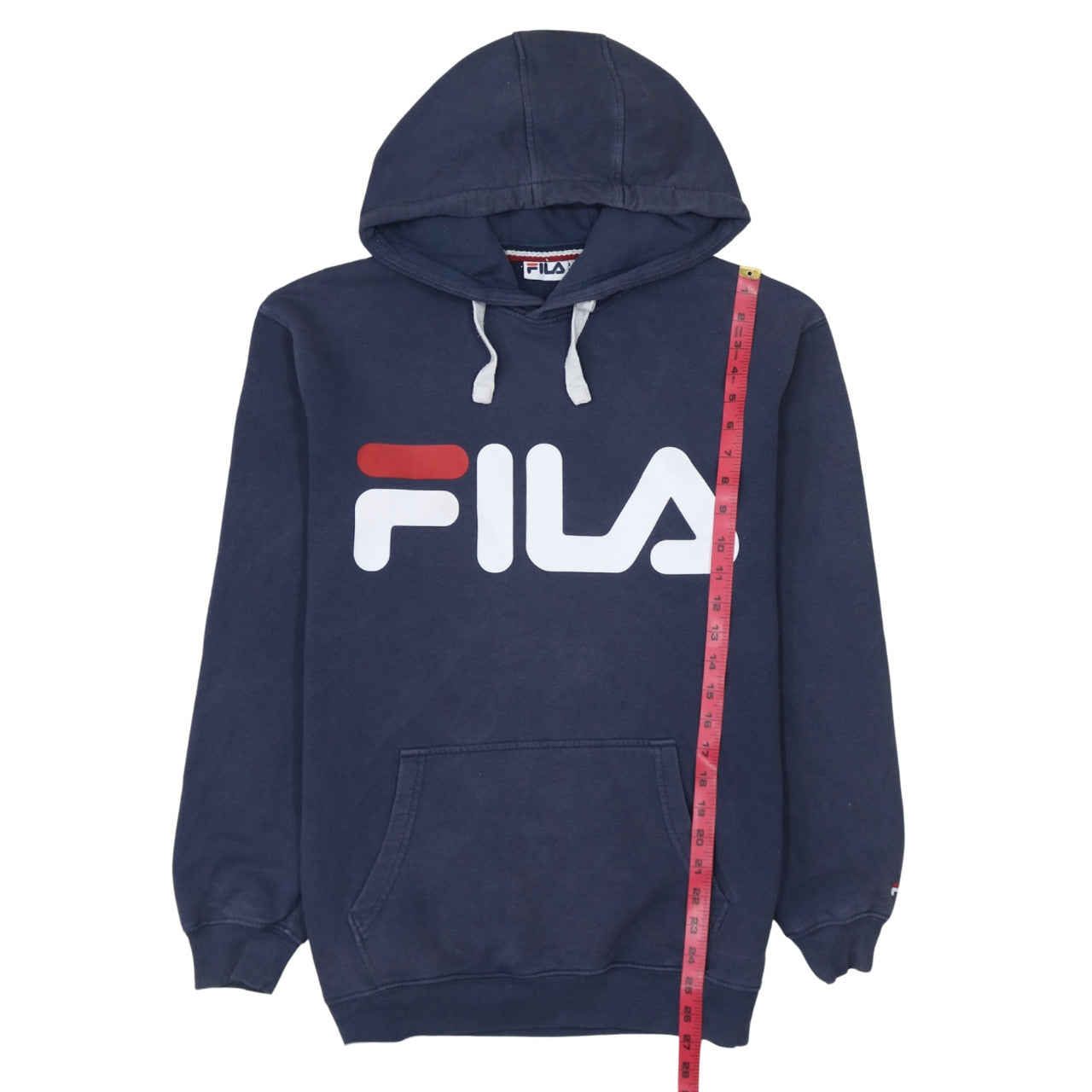 FILA Men Blue Pullover Hoodie Small Logo Fleece Sweatshirt