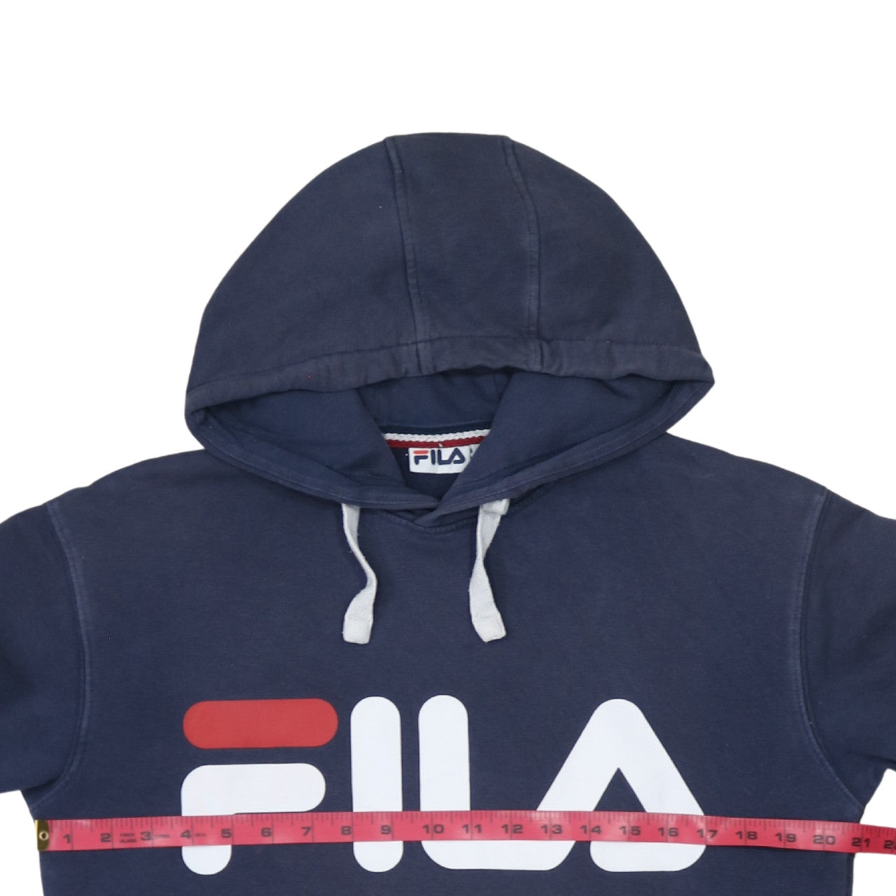 FILA Men Blue Pullover Hoodie Small Logo Fleece Sweatshirt
