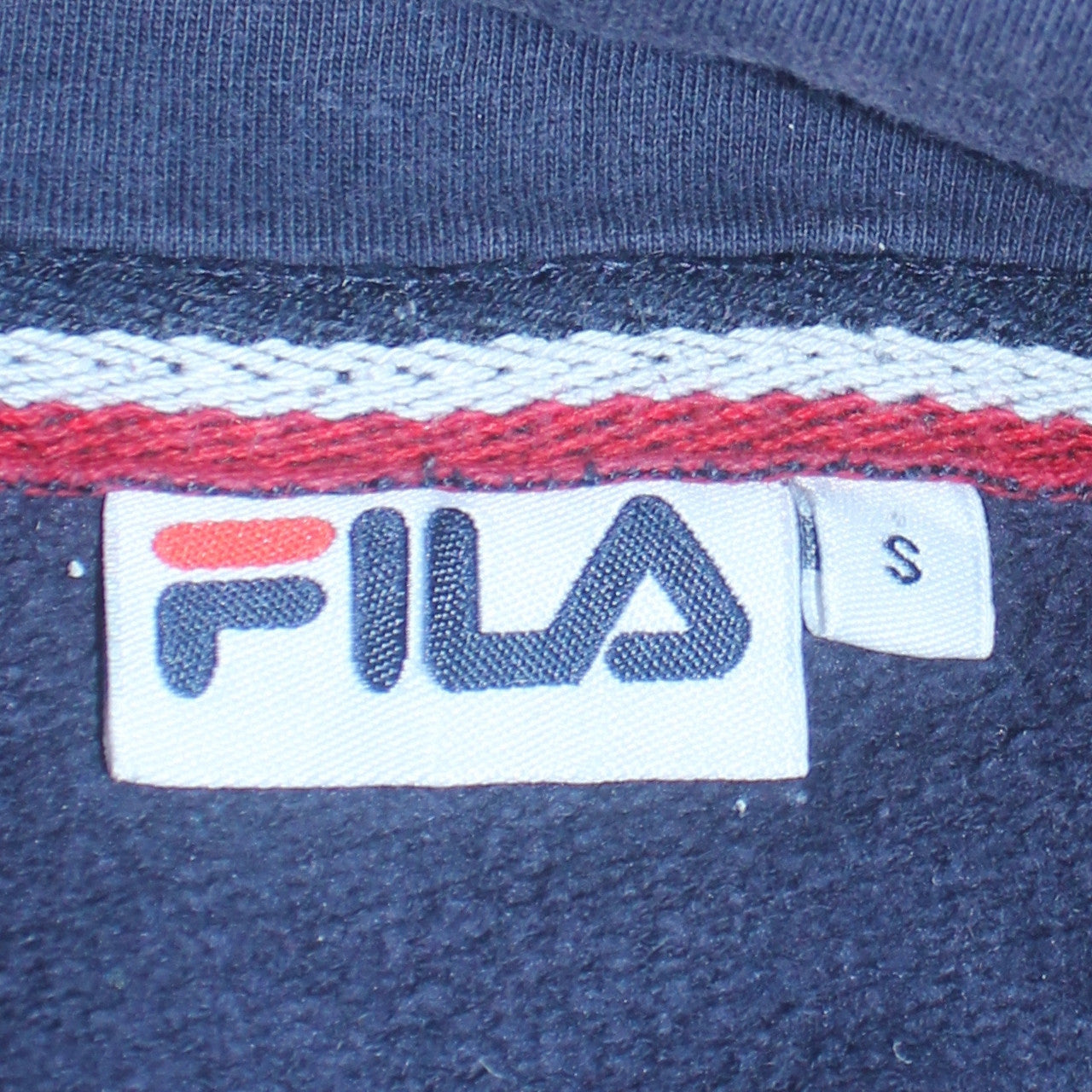 FILA Men Blue Pullover Hoodie Small Logo Fleece Sweatshirt