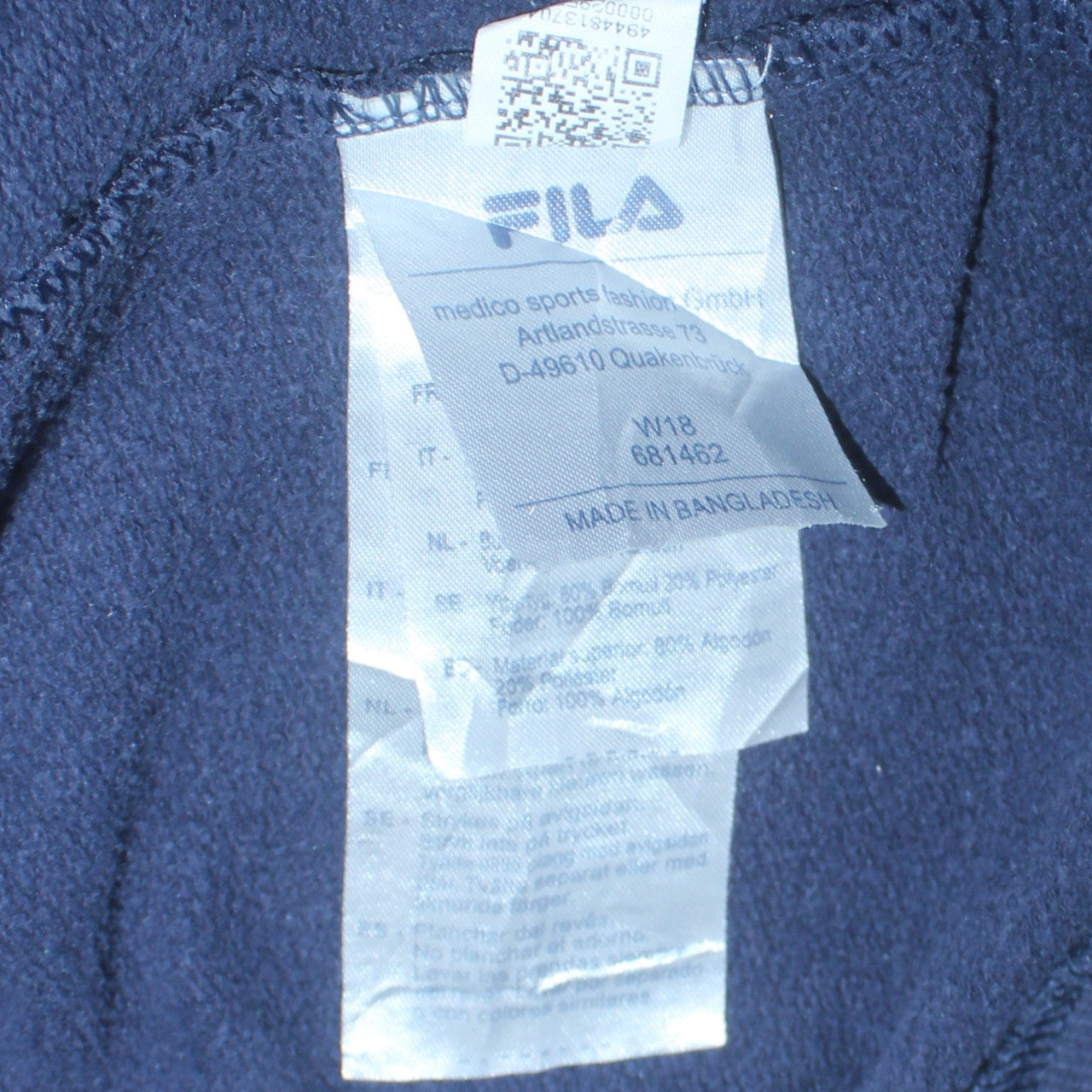 FILA Men Blue Pullover Hoodie Small Logo Fleece Sweatshirt